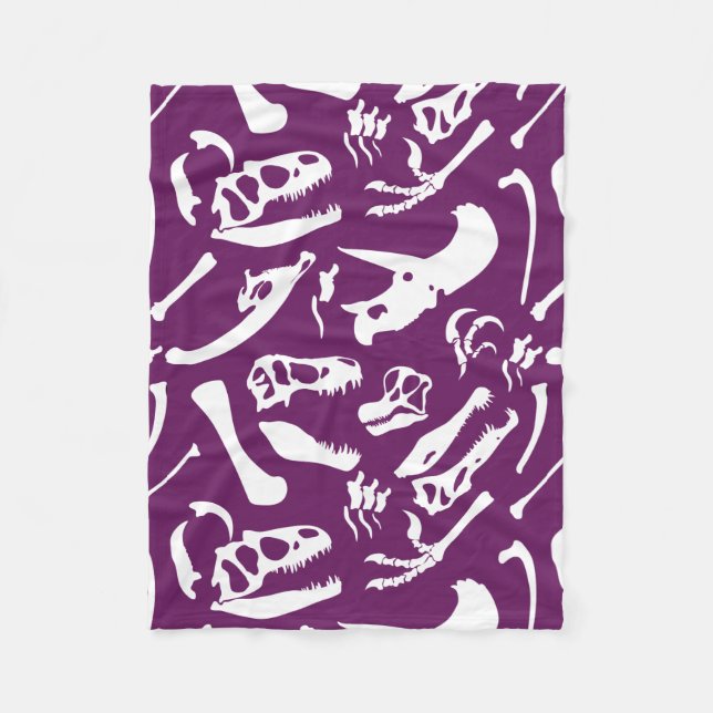 Dinosaur Bones (Purple) Fleece Blanket (Front)