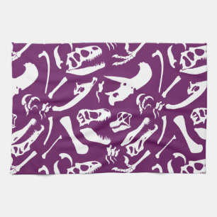 Dinosaur Bones (Purple) Kitchen Towel