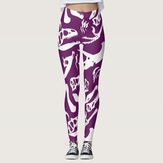 Dinosaur Bones (Purple) Leggings (Front)