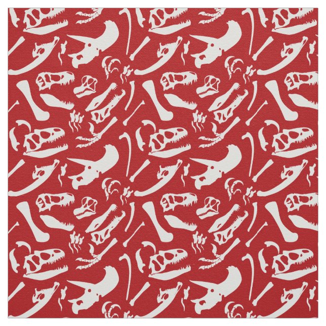 Dinosaur Bones (Red) Fabric (Swatch)