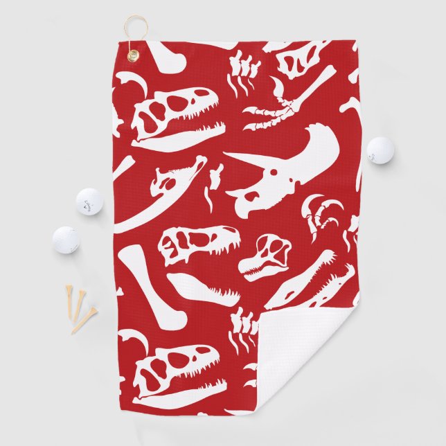 Dinosaur Bones (Red) Golf Towel (InSitu)