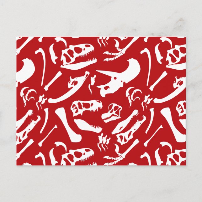 Dinosaur Bones (Red) Postcard (Front)