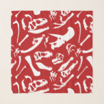 Dinosaur Bones (Red) Scarf<br><div class="desc">Red and white Dinosaur bones repeating pattern! Dinosaurs featured in this design include: Tyrannosaurus Rex, Allosaurus, Parasaurolophus, Triceratops, Brachiosaurus, Spinosaurus, and Velociraptor.</div>