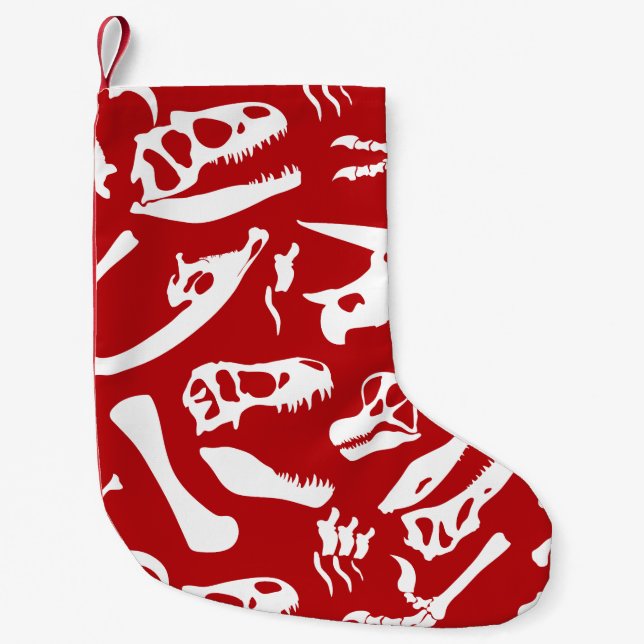 Dinosaur Bones (Red) Small Christmas Stocking (Front)