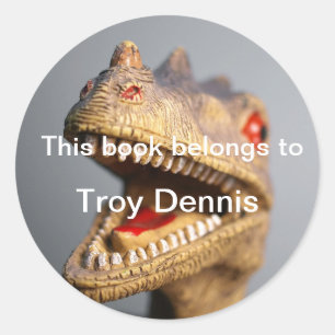 Dinosaur bookplate classic round sticker