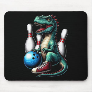 Dinosaur Bowling Ll Graphic Funny Dino Bowler Kids Mouse Pad