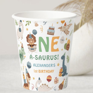 Dinosaur Boy 1st Birthday One A-Saurus Dino Paper Cups