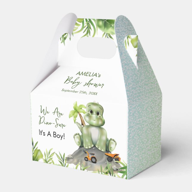 Dinosaur Boy Baby Shower Favor Box (Front Side)