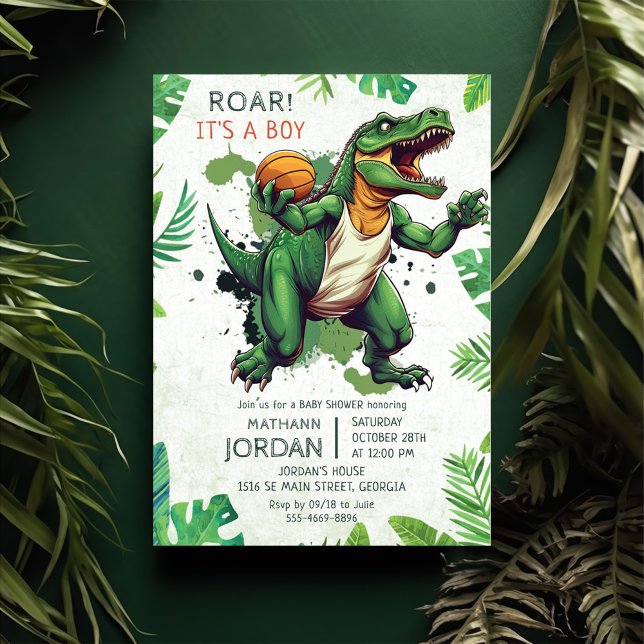 Dinosaur Boy Baby Shower Party Invitation (Creator Uploaded)