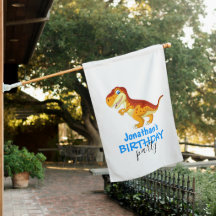 Dinosaur Boy BIRTHDAY  House Flag