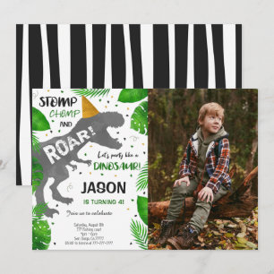 Dinosaur Boy Birthday Party Photo Invitation