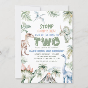 Dinosaur Boy Dino Birthday Party Invitation