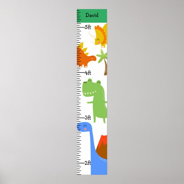 Dinosaur Boy Dino Growth Chart Personalized (Front)