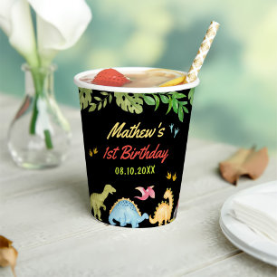 Dinosaur Boy First Birthday Party Paper Cups