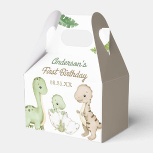Dinosaur Boy Green 1st Birthday Favor Box