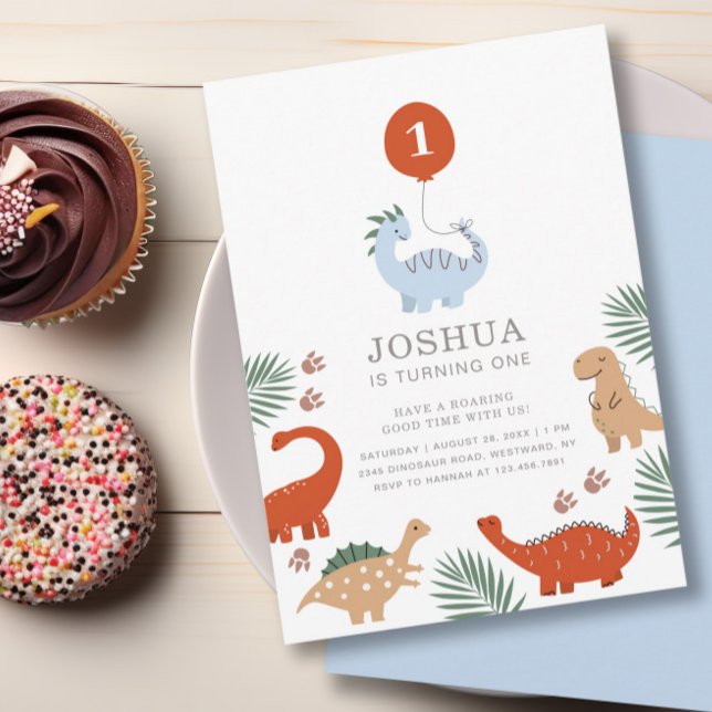 Dinosaur Boys 1er Anniversaire Fête Invitation (Créateur téléchargé)