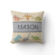Dinosaur Boys Room Personalized Name Pillow