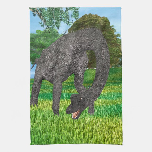 Dinosaur Brachiosaurus Kitchen Towel (Vertical)