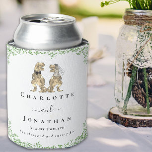 Dinosaur Bride and Groom Custom Wedding Can Cooler