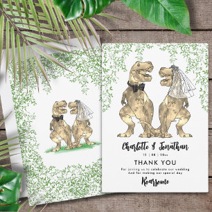 Dinosaur Bride and Groom Wedding Thank You Card