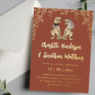 Dinosaur Bride & Groom Wedding Terracotta & Gold