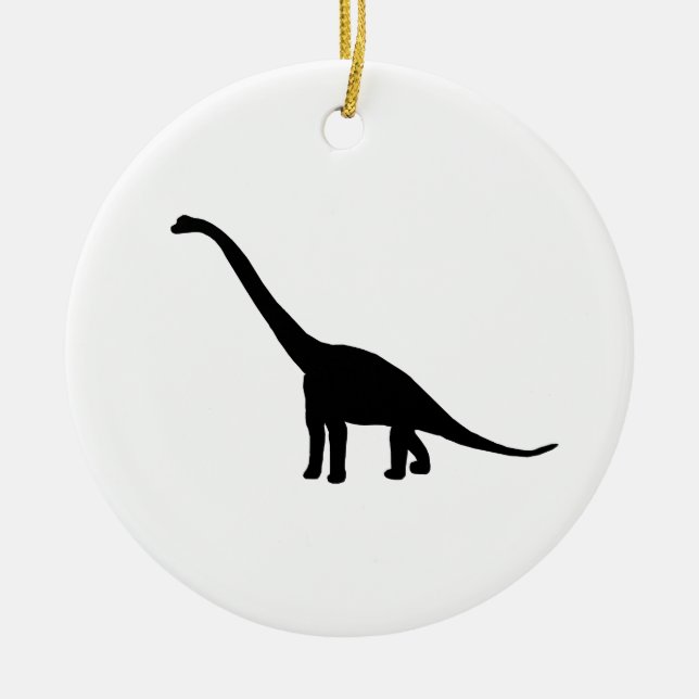 Dinosaur Brontosaurus Silhouette Ceramic Ornament (Front)