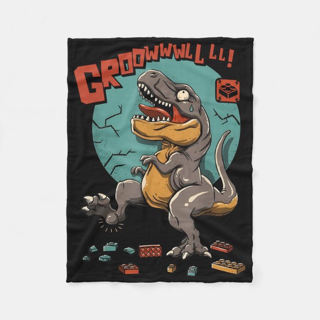 Dinosaur Builder Building Blocks Bricks Growl Dino Fleece Blanket (Front)