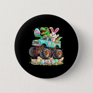Dinosaur Bunny With Truck Easter Funny Egg Hunt Ki 2 Inch Round Button