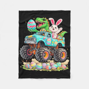 Dinosaur Bunny With Truck Easter Funny Egg Hunt Ki Fleece Blanket
