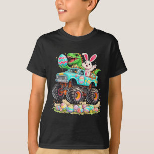 Dinosaur Bunny With Truck Easter Funny Egg Hunt Ki T-Shirt
