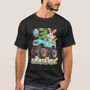 Dinosaur Bunny With Truck Easter Funny Egg Hunt Ki T-Shirt
