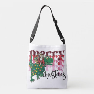 Dinosaur carrying Santa Claus Christmas Crossbody Bag