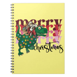 Dinosaur carrying Santa Claus Christmas Notebook
