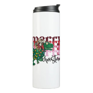 Dinosaur carrying Santa Claus Christmas Thermal Tumbler