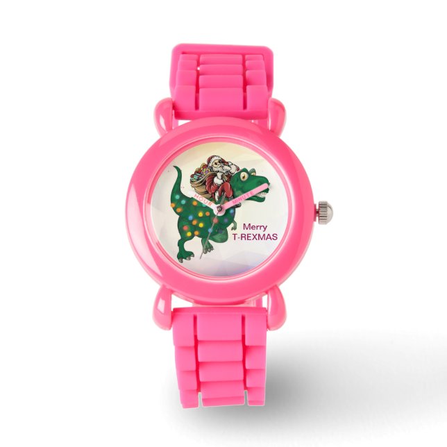 Dinosaur carrying Santa Claus Christmas Watch (Front)