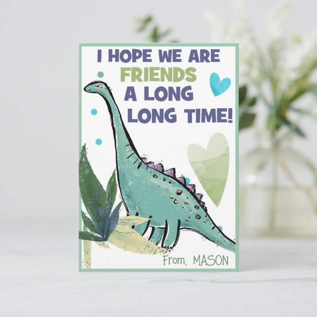 Dinosaur Carte Saint-Valentin pour enfants amis (Debout devant)