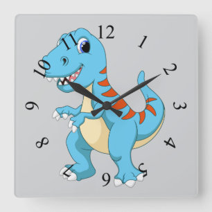 Dinosaur cartoon square wall clock