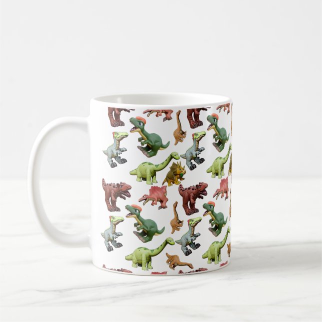 Dinosaur Cartoon toy Collage Coffee Mug (Left)