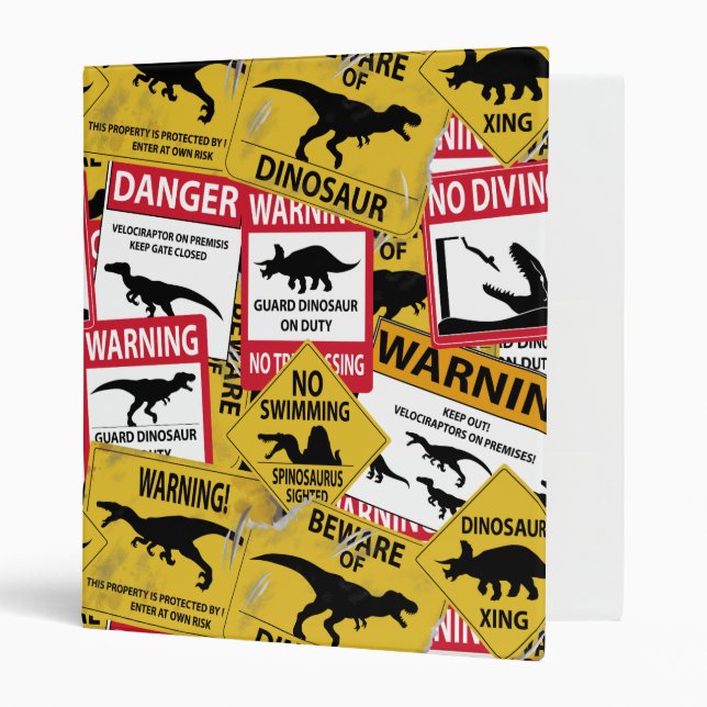 Dinosaur Caution Signs Binder (Front/Inside)
