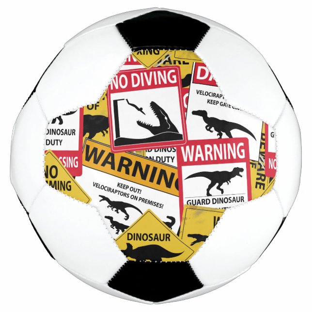 Dinosaur Caution Signs Soccer Ball (Front)