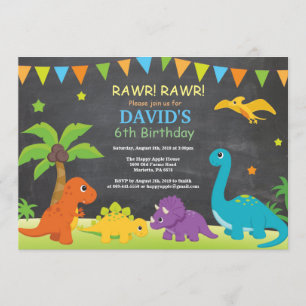 Dinosaur Chalkboard Invitation Dino Party