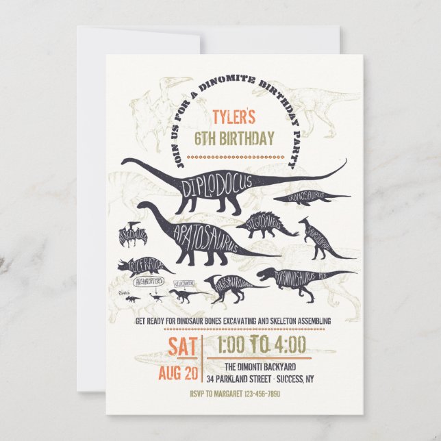 Dinosaur Chart Invitation (Front)