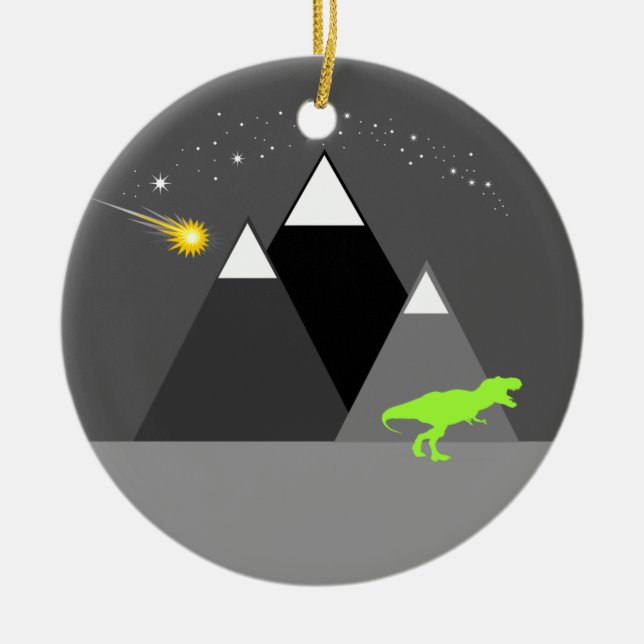 Dinosaur Chaser Ceramic Ornament (Front)