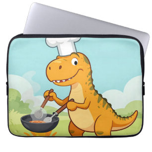 Dinosaur Chef Cooking Funny Laptop Sleeve