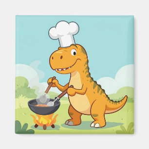 Dinosaur Chef Cooking Funny Magnet
