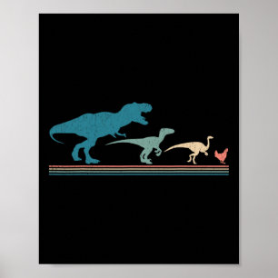 Dinosaur Chicken Evolution Funny Vintage Retro 70s Poster