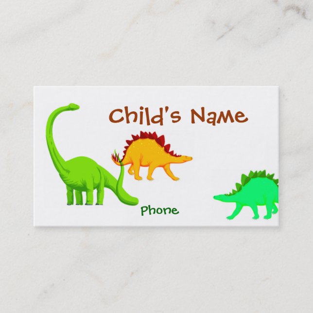 Dinosaur Children's Calling Card (Front)