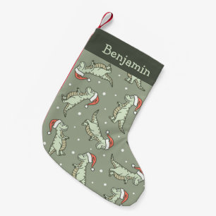 Dinosaur Christmas Boy Santa Claus Dino T-Rex Sage Small Christmas Stocking
