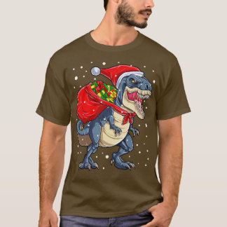 Dinosaur Christmas Boys Santa T rex Kids Xmas Gift T-Shirt