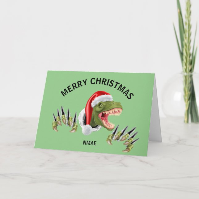 Dinosaur Christmas Card Funny Christmas Card (Front)